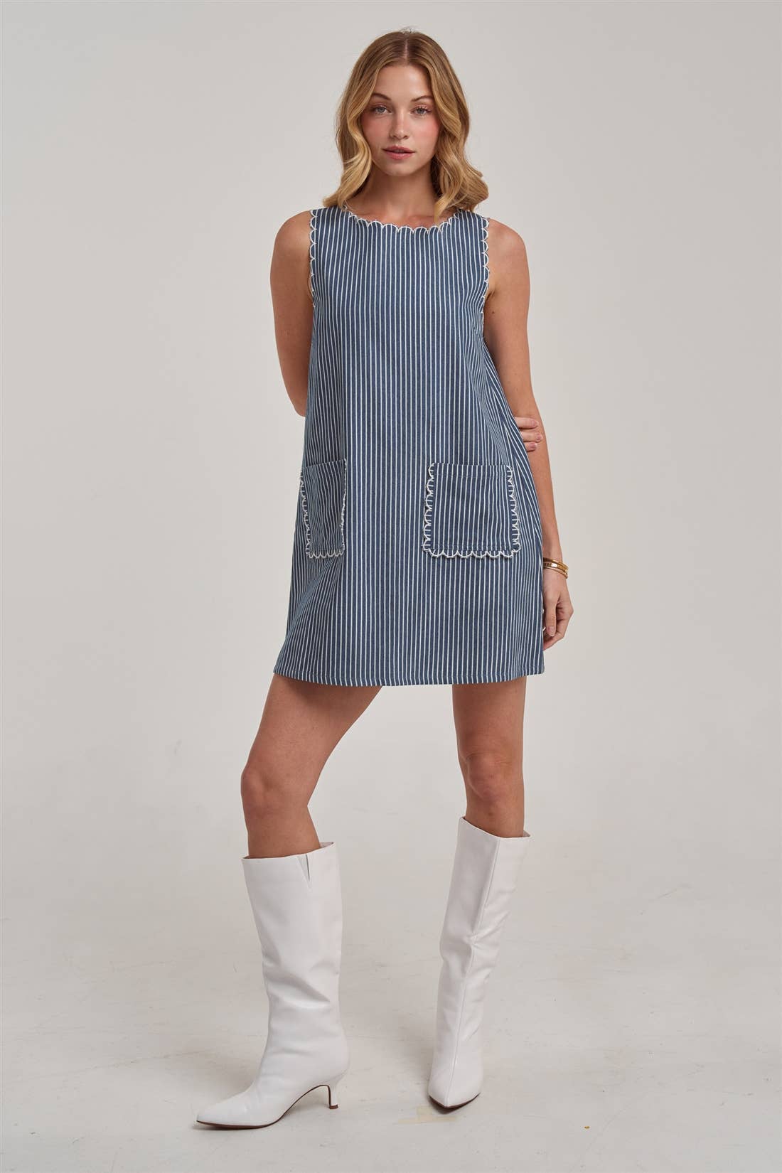Ella Scalloped Denim Dress
