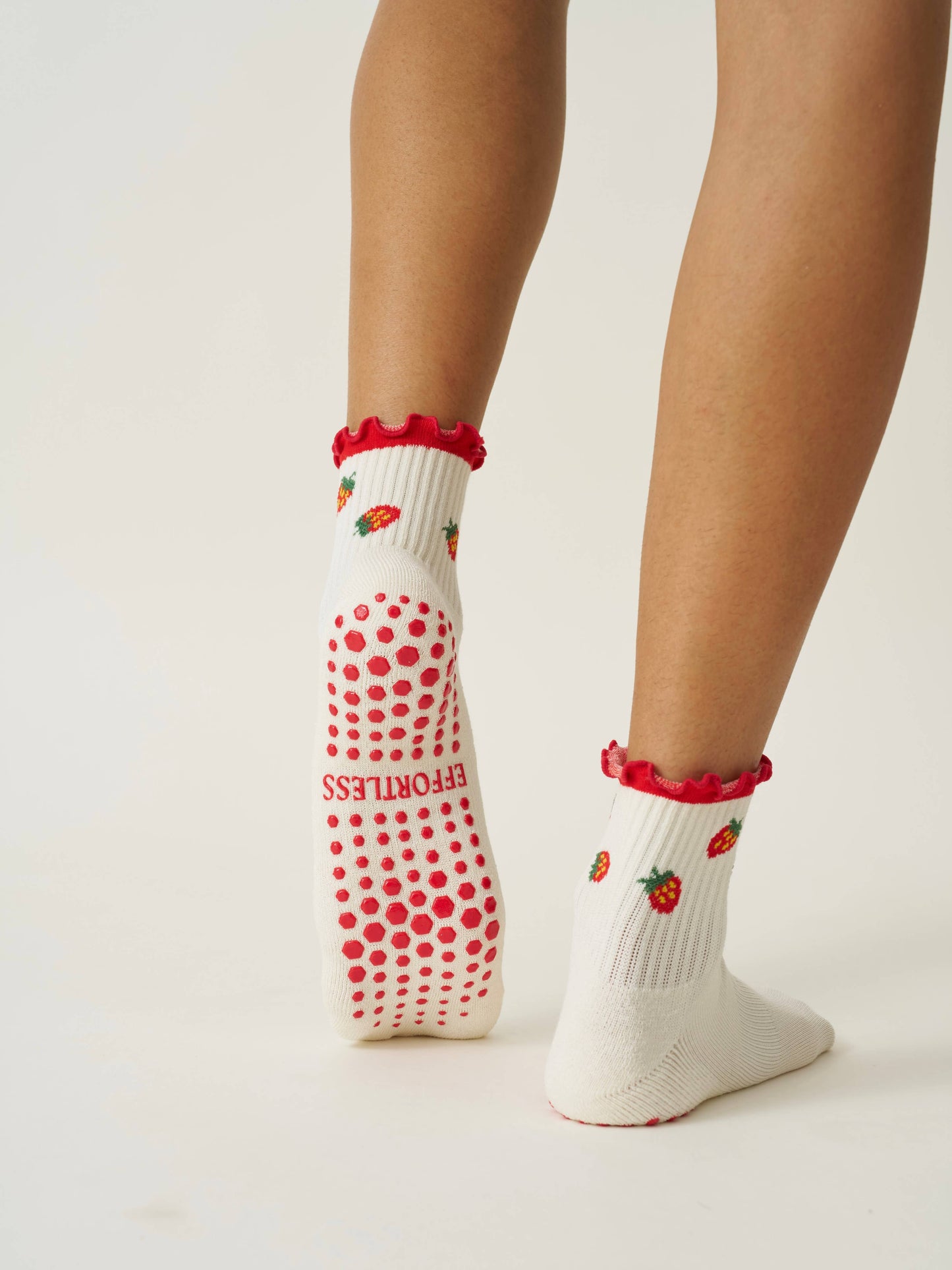 🍓 Strawberry Ruffle Grip Sock, Pilates Socks