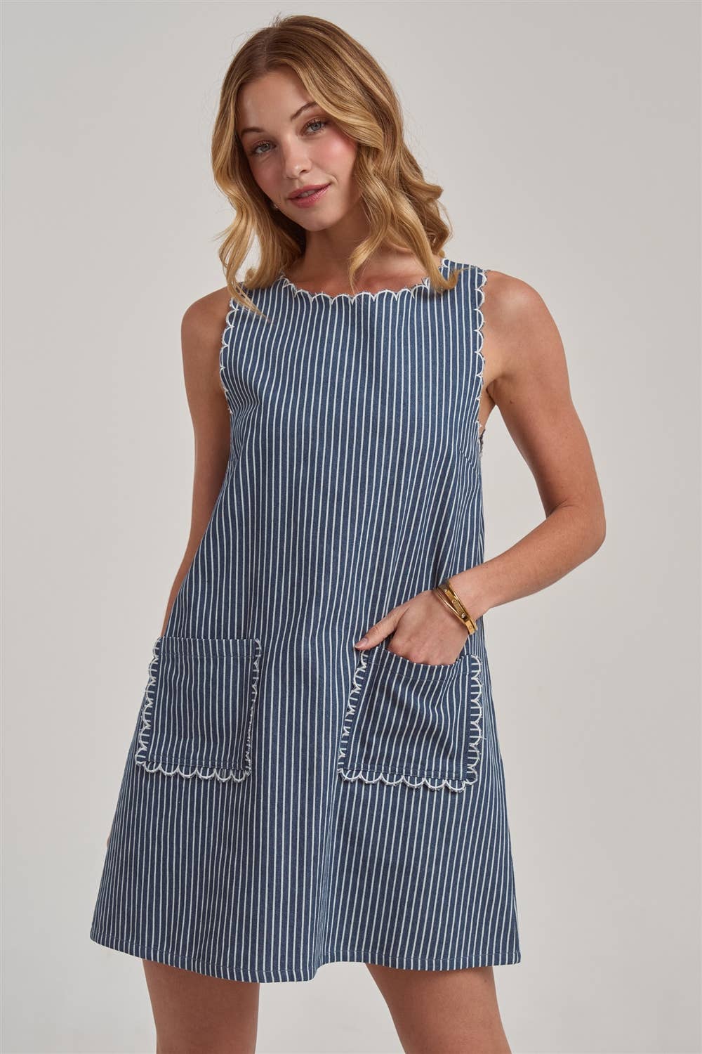 Ella Scalloped Denim Dress