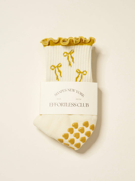 Bow Ruffle Grip Socks