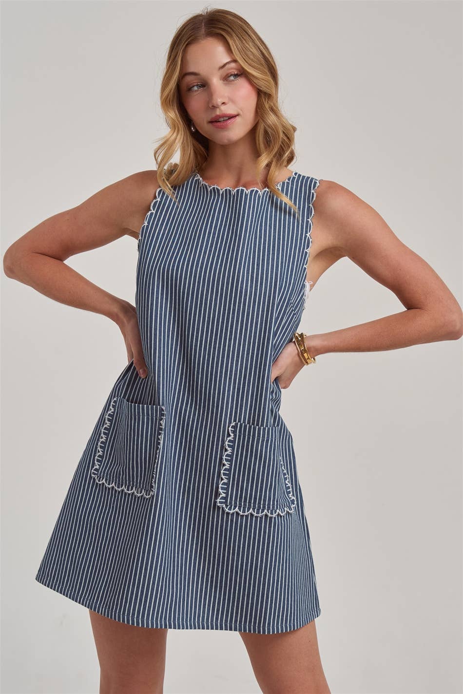 Ella Scalloped Denim Dress