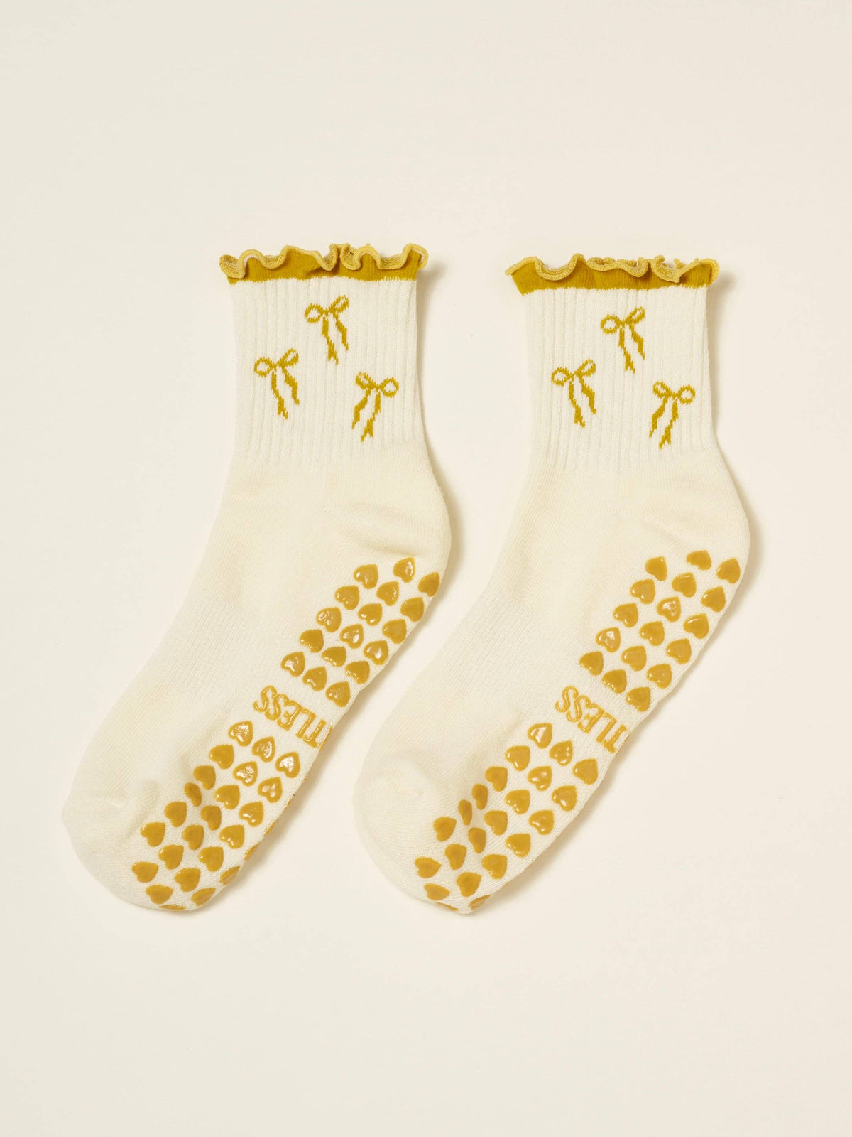 Bow Ruffle Grip Socks