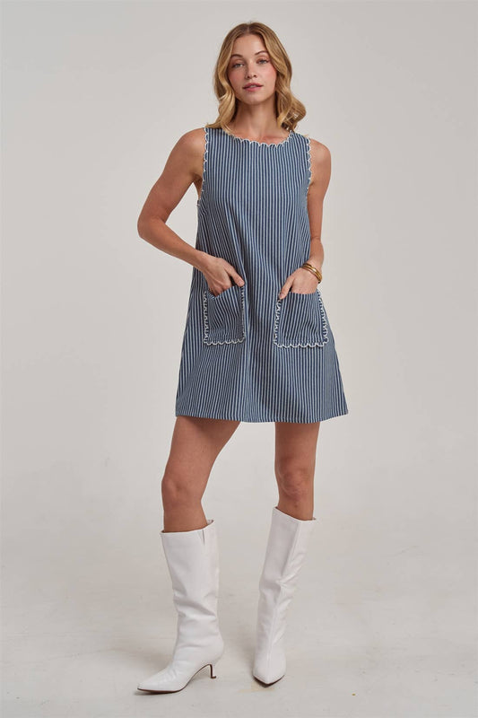 Ella Scalloped Denim Dress