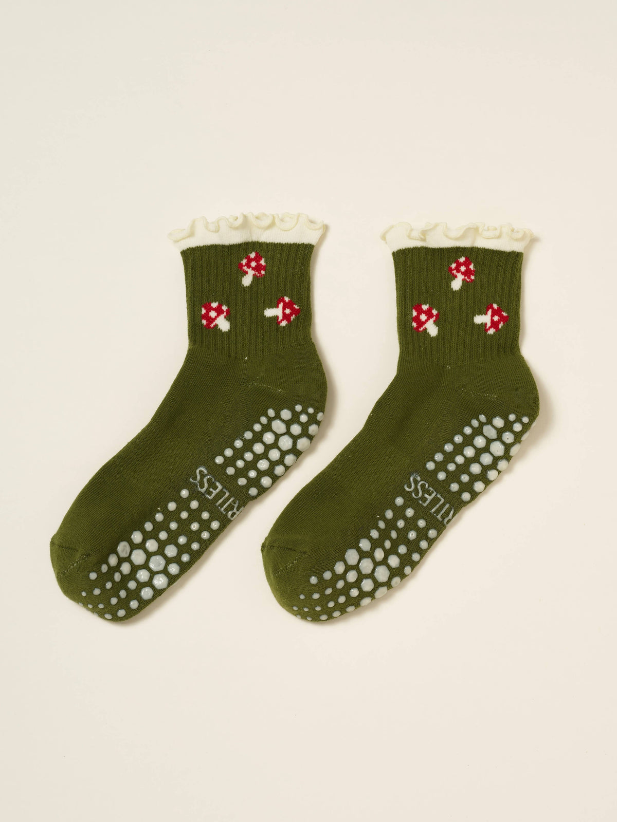 Mushroom Ruffle Grip Socks
