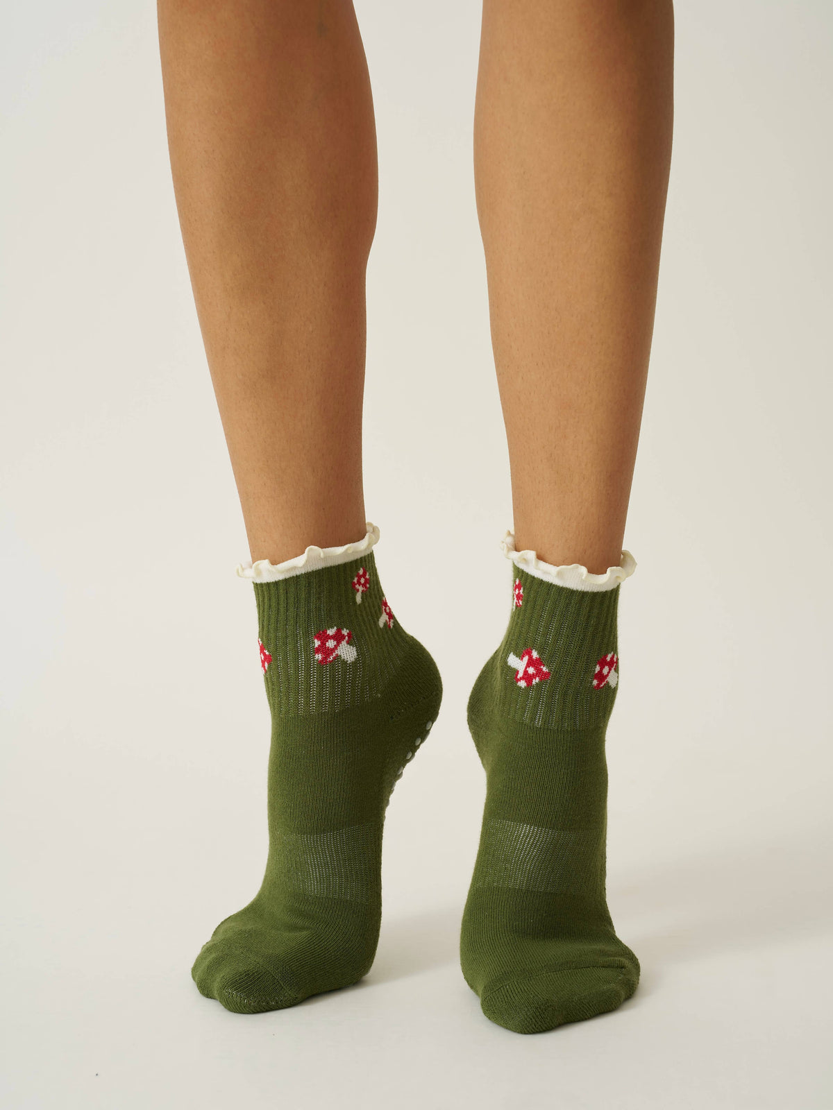 Mushroom Ruffle Grip Socks